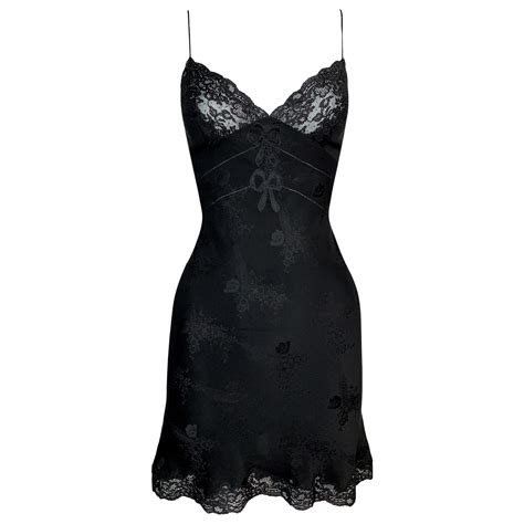 dior galliano black lace bow mini slip dress|Dior By Galliano Mini Slip Dresses .